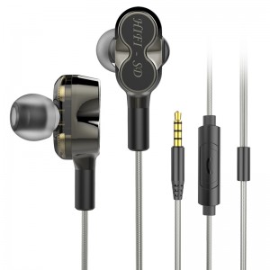 Kiváló minőségű kettős illesztőprogram mély basszus sztereó fülbe helyezett hifi vezetékes fülhallgató